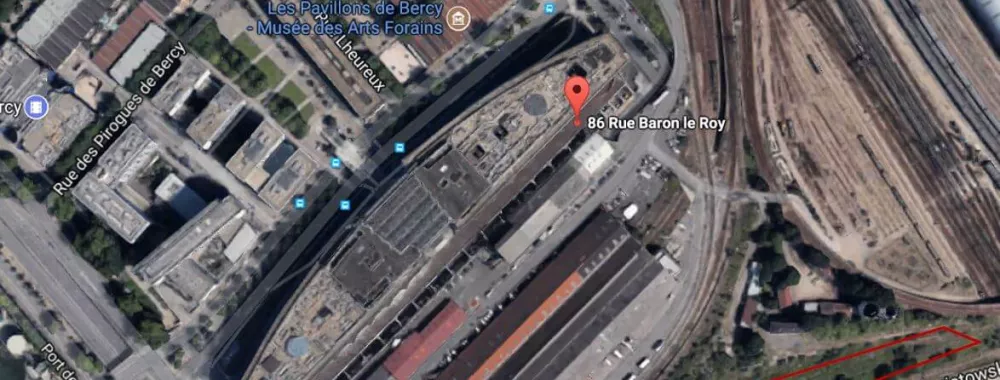 Vue aérienne d'un terrain nu de 5000 m² à louer à Paris 12 ème arrondissement